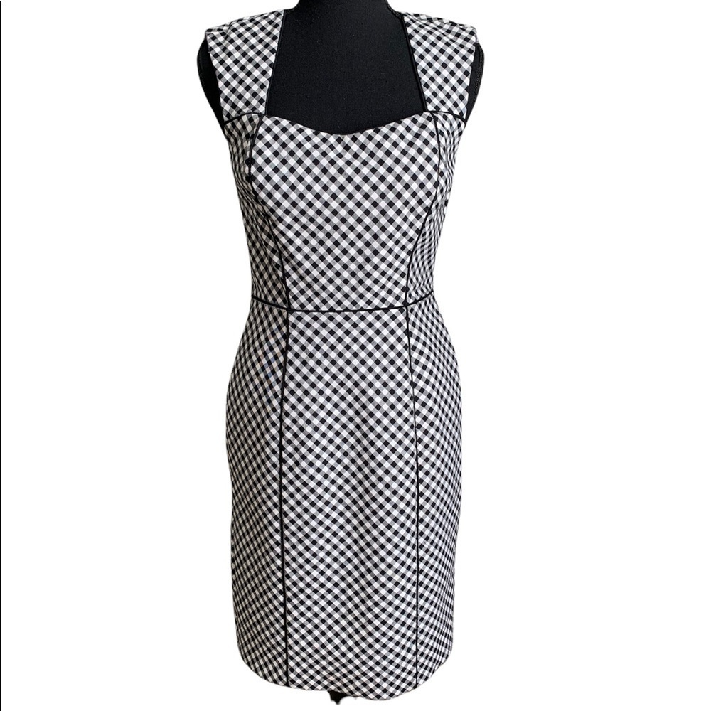White House Black Market Black & White Gingham Dress Size 0